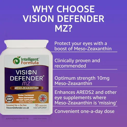 Vista 2 de Vision Defender MZ Meso-zeaxantina 10mg Suplemento vegano para ojos