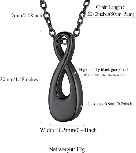 Vista 221 de FindChic Collares personalizados con urna para cenizas, barra vertical, gato, luna, reloj de arena, garra de perro, acero inoxidable, chapado en oro