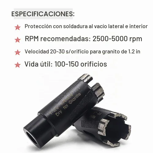 Vista 8 de 1-3/8 '' Broca de núcleo de diamante seco 5/8'-11 Rosca para granito 1.378 in Albañilería Coring