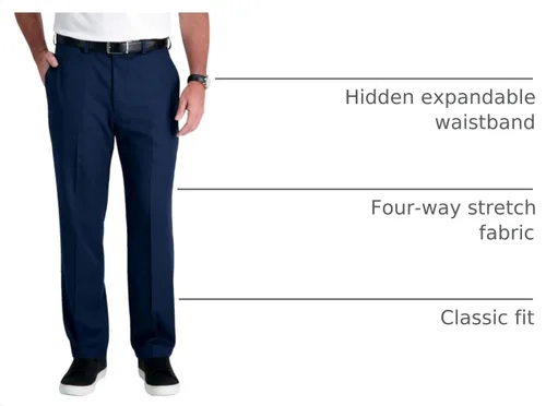Vista 10 de Haggar Men's Cool 18 Pro Classic Fit Flat Front Pant-Regular and Big & Tall Sizes