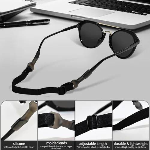 Vista 3 de 5 Pcs Adjustable Eyeglass Straps Anti-Slip Eyewear String Lanyard Retainers Sunglasses Eyeglasses for Men Women Kids