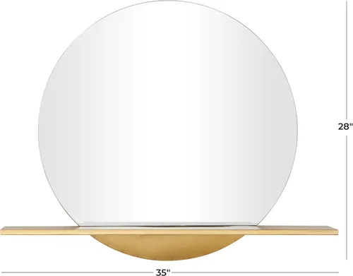 Vista 6 de Deco 79 Espejo de pared de metal para habitación, 1 estante, espejo de entrada, espejo montado en la pared 35 x 4 x 28 pulgadas, dorado