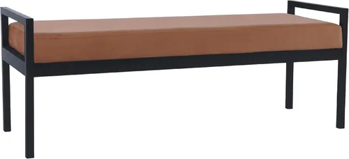 Vista 14 de HomePop Banco de metal moderno Banco para sala de estar y dormitorio Muebles decorativos para el hogar - Brown Boucle