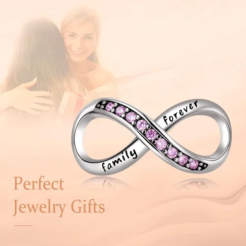 Vista 3 de Annmors Family Charm Love your Dad Mon Sister Infinity Charm fits Bracelets 925 Sterling Silver-Lucky Charm for Woman Pendant Bead Jewelry Beads