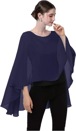 Vista 2 de Baoqiya Capa de gasa transparente capelets larga poncho para mujer talla grande