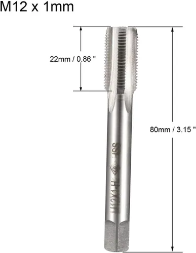 Vista 2 de uxcell Métrico Machinist Repair DIY Tool M12 x 0.039 in H2 de alta velocidad 4 flautas rectas roscado roscado