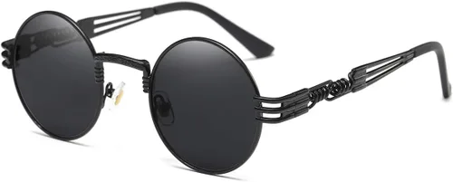 Vista 31 de Dollger Gafas de sol redondas Steampunk con marco de metal