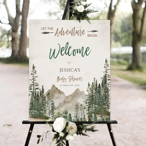 Vista 10 de Letrero de bienvenida de baby shower, letrero de bienvenida de baby shower de bosque, decoración de baby shower de bosque, cartel de baby shower