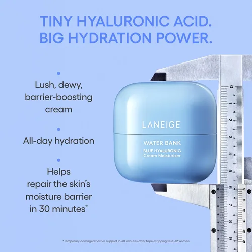 Vista 5 de LANEIGE Crema Hidratante Water Bank Azul con Ácido Hialurónico: Crema facial coreana hidratante con escualano y ceramida para el soporte