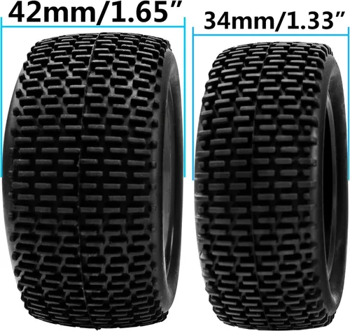 Vista 7 de Neumático de goma OD 88mm/3.46" delantero trasero y llantas de rueda de plástico con cubo de 12mm Hex compatibles con Redcat Tornado Shockwave HPI