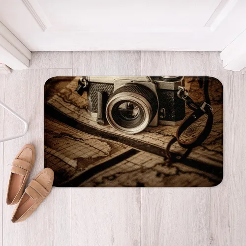Vista 16 de Homewish Theater Cinema Poster Bathroom Rugs,Retro Movie Non Slip Bath Mat Popcorn Bathroom Indoor Floor Mats,Movie Night Shaggy Absorbent Bathtub