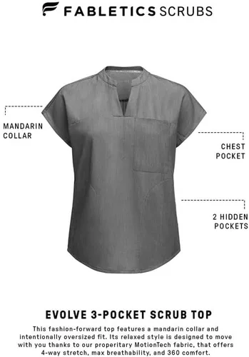 Vista 6 de Fabletics Camiseta médica Evolve de 3 bolsillos para mujer con un ajuste de gran tamaño, MotionTech, elástica en 4 direcciones, resistente a