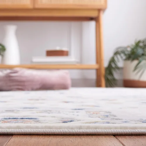 Vista 5 de SAFAVIEH Eternal Collection ETL226A - Alfombra de pasillo, 2 pies 2 pulgadas x 8 pies, color marfil y gris, diseño floral, no desprende pelusa