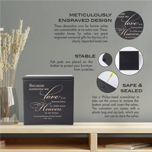 Vista 6 de LifeSong Milestones Urnas para cenizas masculinas y femeninas Urnas de cremación personalizadas para cenizas humanas, pequeña caja decorativa