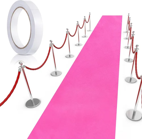 Vista 15 de Shappy Alfombra negra para fiesta, 55 GSM de grosor con cinta de alfombra, alfombra de pasillo para Halloween, graduado, boda, fiesta, pista