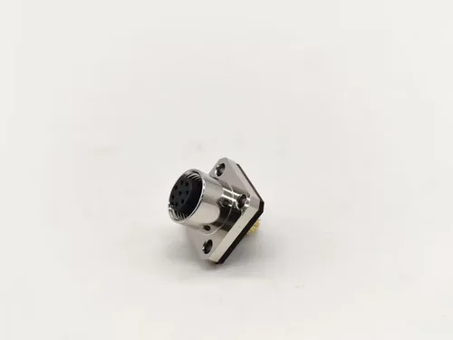 Vista 5 de Elecbee M12 conector hembra 8 Pin Socket 4 agujero brida montaje soldadura taza para cable