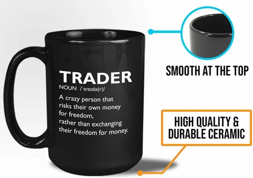 Vista 5 de Taza de café del mercado de valores – Definición del comerciante Crazy Person – Day Trader Brokers Asesor financiero Inversor Ahorro de oficina