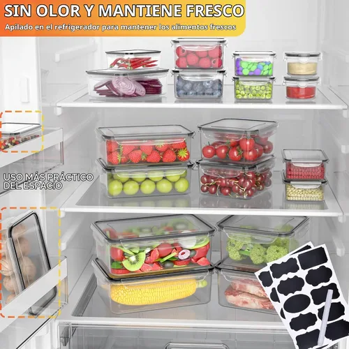 Vista 6 de 40 recipientes de plástico para almacenamiento de alimentos con tapas herméticas, sin BPA, contenedores para preparación de comidas a prueba