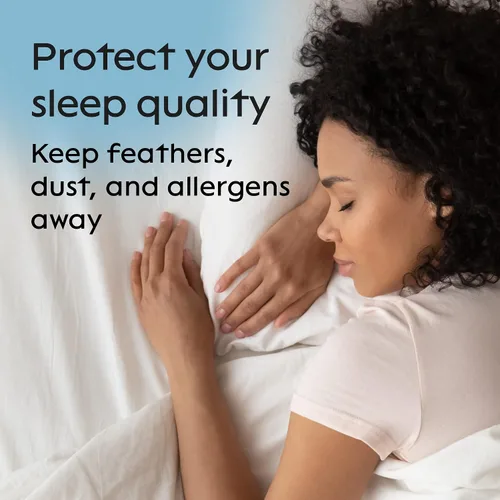 Vista 5 de Niagara Sleep Solution Juego de protectores de almohada estándar a prueba de plumas, de mezcla de algodón, 20 x 26 pulgadas, no se arrugan, juego