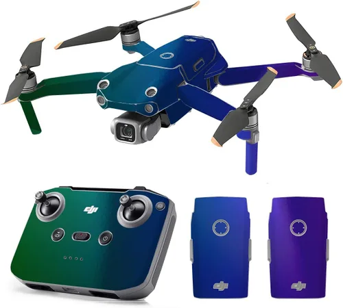 Vista 42 de SopiGuard Skin for DJI Mavic Air 2s Juego completo de calcomanías de vinilo de precisión + controlador + 3 fundas de batería (3M negro carbón)