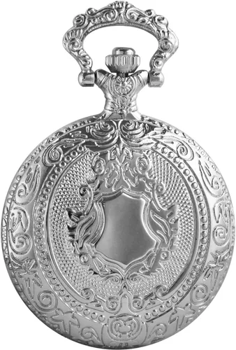 Vista 8 de Silvery Shield - Reloj de bolsillo de cuarzo con movimiento de cuarzo, reloj de bolsillo de cuarzo con escala digital de número arábigo con clip
