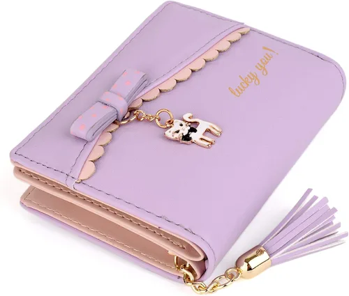 Vista 5 de UTO Wallet for Girls PU Leather Card Holder Organizer Women Small Cute Coin Purse Orange