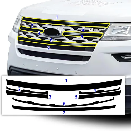 Vista 7 de BOGAR TECH DESIGNS Superposición Frontal de Eliminación de Cromo Compatible con Ford Explorer 2018-2019, Negro Brillante
