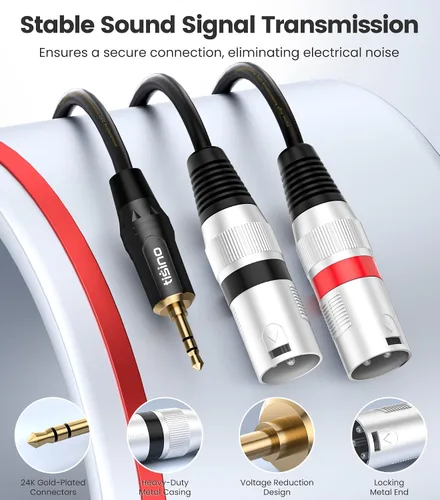 Vista 4 de tisino Cable estéreo XLR dual de 0.1 in a 1/8 pulgadas Mini Jack a 2 XLR macho Y Splitter Cable adaptador - 3.3 pies