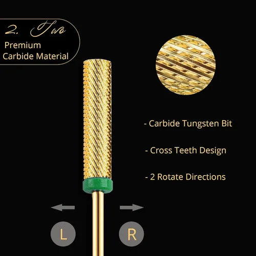 Vista 3 de Broca de uñas, broca larga para uñas, broca de uñas para uñas acrílicas, gruesa Extra Long Barrel Nail Drill Bit, Carbide Tungsten Drill Bit for