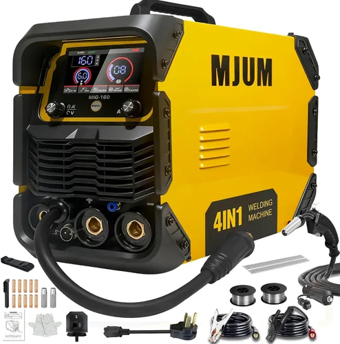 Vista 9 de Soldador MIG portátil: máquina de soldar 160A, de doble voltaje 110V/220V, 3 en 1 núcleo de flujo Mig/Stick/Lift TIG, juego de soldadura