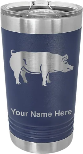Vista 16 de LaserGram Vaso de pinta aislado al vacío de 16 onzas, cerdo, grabado personalizado incluido (negro) Engraved Gift, Vacuum Insulated Stainless