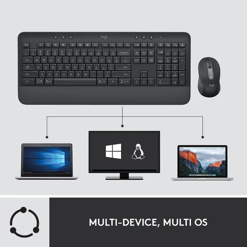Vista 4 de Logitech Signature MK650 Combo para Negocios, Mouse y Teclado Inalámbricos, Logi Bolt, Bluetooth, SmartWheel, Certificado Globalmente, Grafito