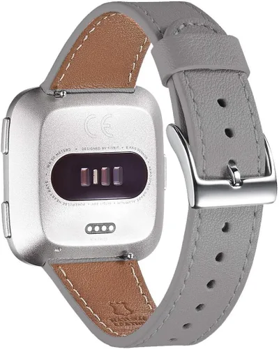 Vista 20 de WFEAGL Correa para Fitbit Versa, correa de cuero de grano superior para reloj inteligente Fitbit Versa Fitness (correa negra + hebilla negra)