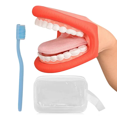 Vista 5 de Ultrassist Marioneta de Mano de Boca de Tamaño Mediano con Lengua para Niños Color Verde, Marioneta de Boca para Terapia del Habla, Incluye Cepillo