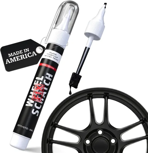 Vista 10 de Wheel Scratch Fix - Kit de retoque de llantas rápido y fácil, colores universales (negro (brillo))