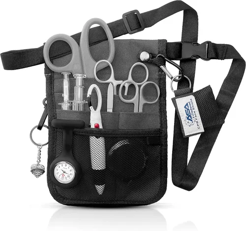 Vista 8 de ASA TECHMED Cinturón de enfermería – Kit completo de utilidad para cinturón médico, Pro Pack organizador de bolsillo bolsa de cadera para EMT, CNA