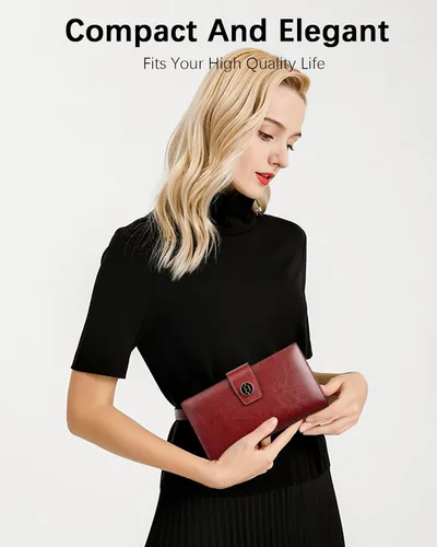 Vista 42 de BOSTANTEN - Cartera de piel auténtica para mujer con bolsillo con cremallera, Rojo rosa), BL3162011Krosered
