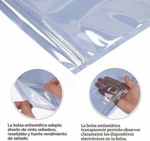 Vista 4 de Bolsas antiestáticas, 100 bolsas ESD resellables de 3.2 x 4.7 pulgadas con etiquetas para disco duro GPU, SSD HDD y dispositivos electrónicos