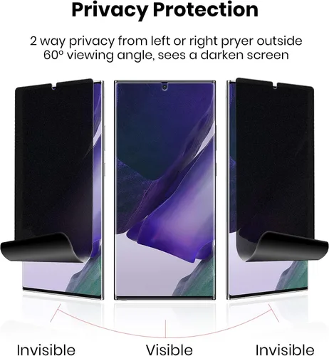 Vista 2 de Protector de pantalla para Galaxy Note 20, película suave de privacidad mate (no vidrio templado), superficie de acabado mate, antirreflejos, 2