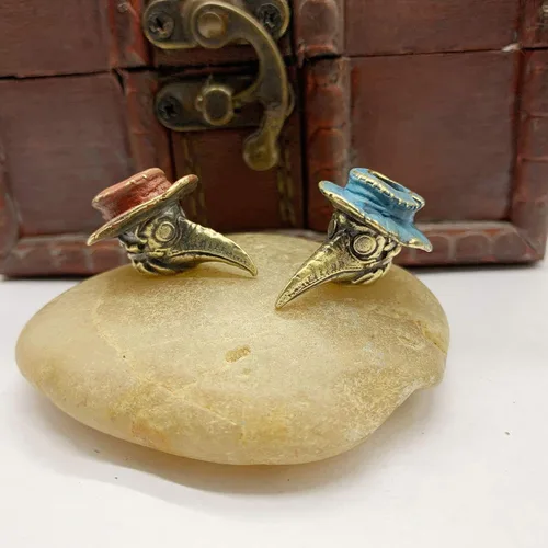 Vista 8 de Retro latón Plague Doctor edc perlas llavero DIY accesorios cuentas de paracord