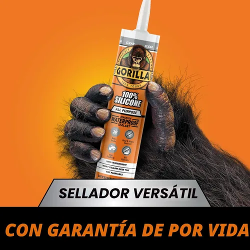 Vista 2 de Gorilla Sellador de silicona impermeable para calafatear y sellar, cartucho de 10 onzas (paquete de 1), sellador de calafateo transparente