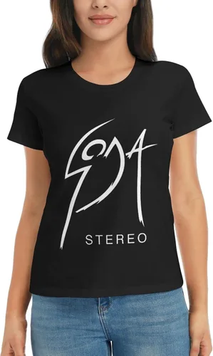 Vista 6 de Soda Stereo Logo T Shirt Womens Summer Tee Casual Short Sleeve Tshirt