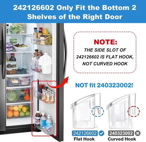 Vista 5 de Actualizado 242126602 - Estante de repuesto para puerta de refrigerador Frigidaire Electrolux, estante inferior de 2 estantes, estante lateral
