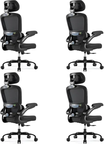Vista 11 de TRALT Silla ergonómica de oficina, silla de escritorio con reposacabezas ajustable, silla de computadora de soporte lumbar, silla cómoda de malla