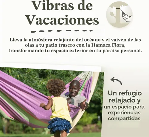 Vista 10 de LA SIESTA Flora Blossom - Hamaca clásica familiar de algodón orgánico, tamaño King