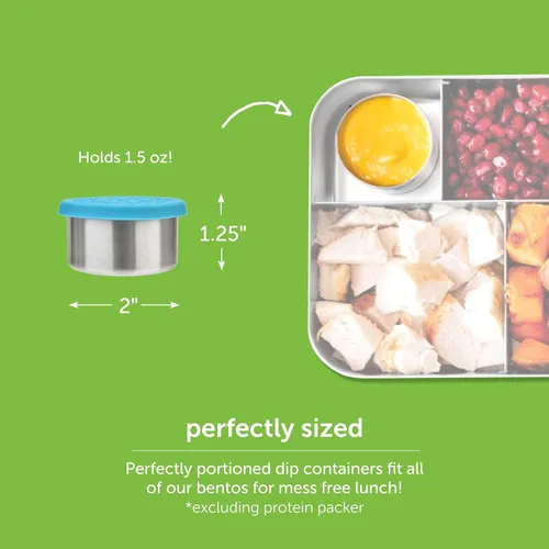 Vista 10 de LunchBots Dips - Vasos para condimentos de acero inoxidable de 1.5 onzas, paquete de 3 unidades surtidas