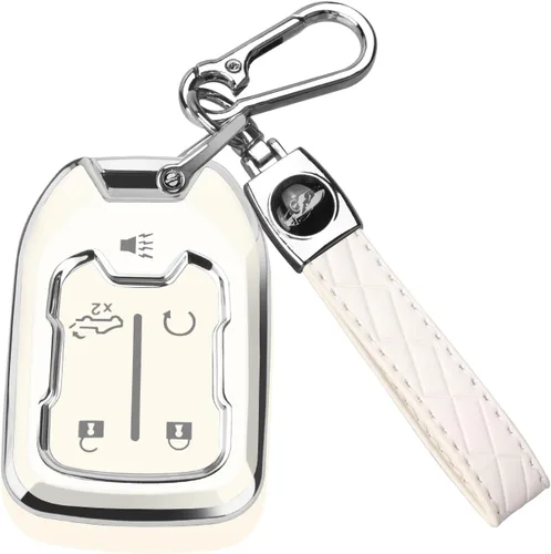 Vista 13 de MILD EAST for GMC Key Fob Cover 5 Button with Keychain(Black/Blue)