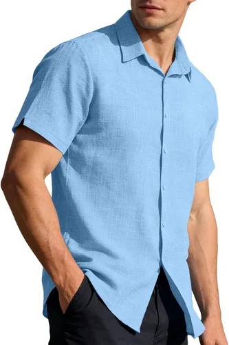 Vista 9 de RTRDE Men's Button Down Shirts Short Sleeve Lightweight Summer Casual Dress Shirts, M-3XL