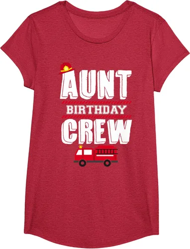 Vista 73 de Aunt Birthday Crew Fire Truck Fireman - Camiseta para fiesta de acogida, Negro, S