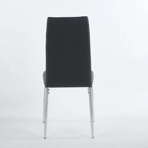 Vista 6 de Juego de 4 sillas, patas de color cromado, asiento negro